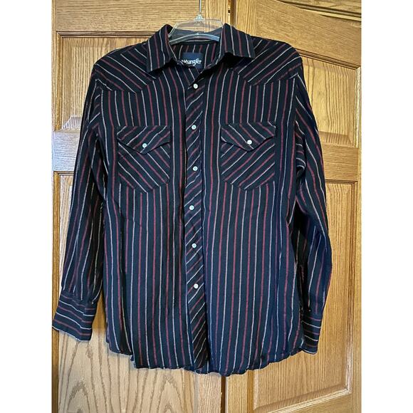Wrangler Mens Flannel Material Pearl Snap Dress Shirt - Picture 1 of 5